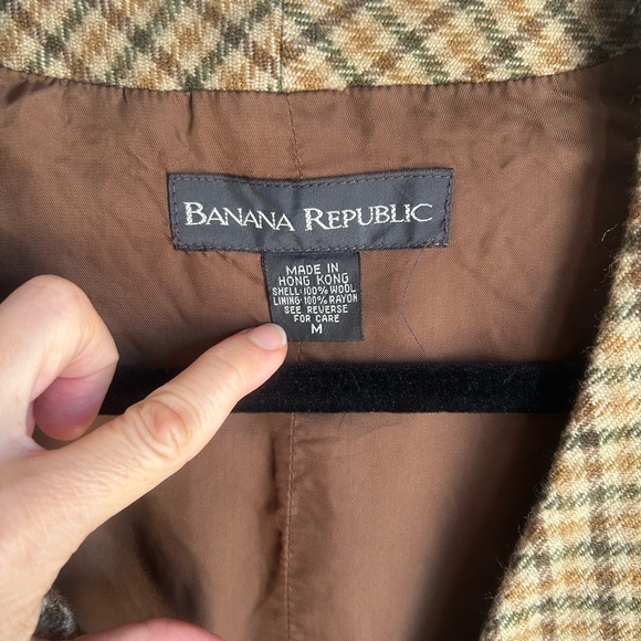Vintage Banana Republic Brown & Tan Plaid Wool Vest (M) - Picture 2 of 5